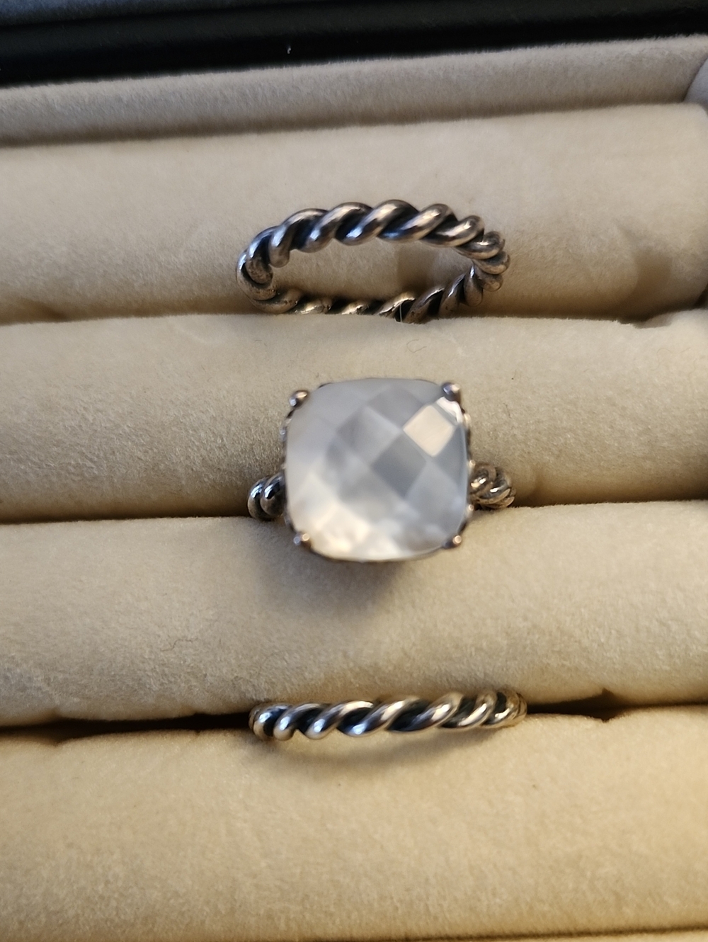 Pandora Sterling Silver /Mother Of Pearl Stackable Ring Set
